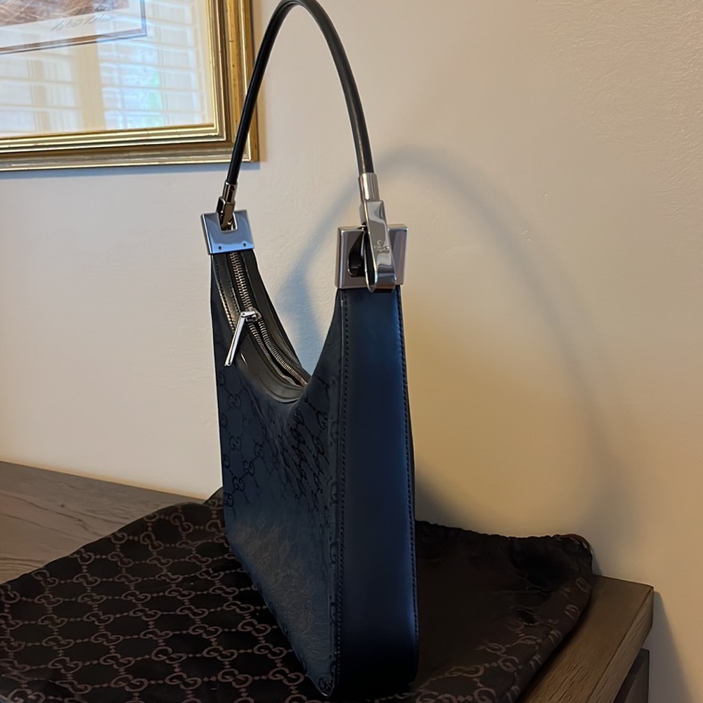 Authentic Gucci Hobo Canvas and Leather Trim Purse - Picture 8 of 14